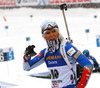 Mari Laukkanen of Finland during the zeroing before the women 10km pursuit race of IBU Biathlon World Cup in Hochfilzen, Austria.  Women 10km pursuit race of IBU Biathlon World cup was held in Hochfilzen, Austria, on Saturday, 9th of December 2017.
