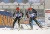 Laura Dahlmeier of Germany (L) and Maren Hammerschmidt of Germany (R) during the women 10km pursuit race of IBU Biathlon World Cup in Hochfilzen, Austria.  Women 10km pursuit race of IBU Biathlon World cup was held in Hochfilzen, Austria, on Saturday, 9th of December 2017.
