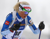 Mari Laukkanen of Finland during the women 10km pursuit race of IBU Biathlon World Cup in Hochfilzen, Austria.  Women 10km pursuit race of IBU Biathlon World cup was held in Hochfilzen, Austria, on Saturday, 9th of December 2017.
