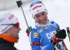 Tero Seppaelae of Finland (R) and Olli Hiidensalo of Finland (L) during zeroing before start of the men relay race of IBU Biathlon World Cup in Hochfilzen, Austria.  Men relay race of IBU Biathlon World cup was held in Hochfilzen, Austria, on Sunday, 10th of December 2017.
