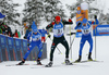 Lukas Hofer of Italy (L), Benedikt Doll of Germany (M) and Leif Nordgren of USA during the men relay race of IBU Biathlon World Cup in Hochfilzen, Austria.  Men relay race of IBU Biathlon World cup was held in Hochfilzen, Austria, on Sunday, 10th of December 2017.
