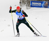 Benedikt Doll of Germany during the men relay race of IBU Biathlon World Cup in Hochfilzen, Austria.  Men relay race of IBU Biathlon World cup was held in Hochfilzen, Austria, on Sunday, 10th of December 2017.
