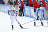 Olli Hiidensalo of Finland (L) and Mikko Loukkaanhuhta of Finland (R) during the men relay race of IBU Biathlon World Cup in Hochfilzen, Austria.  Men relay race of IBU Biathlon World cup was held in Hochfilzen, Austria, on Sunday, 10th of December 2017.
