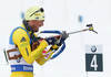 Fredrik Lindstroem of Sweden during the men relay race of IBU Biathlon World Cup in Hochfilzen, Austria.  Men relay race of IBU Biathlon World cup was held in Hochfilzen, Austria, on Sunday, 10th of December 2017.
