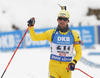 Fredrik Lindstroem of Sweden during the men relay race of IBU Biathlon World Cup in Hochfilzen, Austria.  Men relay race of IBU Biathlon World cup was held in Hochfilzen, Austria, on Sunday, 10th of December 2017.
