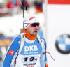 Olli Hiidensalo of Finland in finish of the men relay race of IBU Biathlon World Cup in Hochfilzen, Austria.  Men relay race of IBU Biathlon World cup was held in Hochfilzen, Austria, on Sunday, 10th of December 2017.
