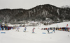 Biathletes during the women relay race of IBU Biathlon World Cup in Hochfilzen, Austria.  Women relay race of IBU Biathlon World cup was held in Hochfilzen, Austria, on Sunday, 10th of December 2017.
