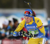 Fredrik Lindstroem of Sweden  skiing during the single mixed relay race of IBU Biathlon World Cup in Pokljuka, Slovenia. Opening race of IBU Biathlon World cup 2018-2019, single mixed relay was held in Pokljuka, Slovenia, on Sunday, 2nd of December 2018.
