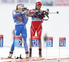 Venla Lehtonen of Finland during the single mixed relay race of IBU Biathlon World Cup in Pokljuka, Slovenia. Opening race of IBU Biathlon World cup 2018-2019, single mixed relay was held in Pokljuka, Slovenia, on Sunday, 2nd of December 2018.
