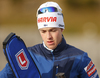 Tero Seppala of Finland during zeroing before the start of the mixed relay race of IBU Biathlon World Cup in Pokljuka, Slovenia. Opening race of IBU Biathlon World cup 2018-2019, single mixed relay was held in Pokljuka, Slovenia, on Sunday, 2nd of December 2018.
