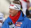 Coach of Finnish team Jonne Kahkonen during zeroing before the start of the mixed relay race of IBU Biathlon World Cup in Pokljuka, Slovenia. Opening race of IBU Biathlon World cup 2018-2019, single mixed relay was held in Pokljuka, Slovenia, on Sunday, 2nd of December 2018.
