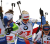 Mari Eder of Finland skiing during the mixed relay race of IBU Biathlon World Cup in Pokljuka, Slovenia. Opening race of IBU Biathlon World cup 2018-2019, single mixed relay was held in Pokljuka, Slovenia, on Sunday, 2nd of December 2018.
