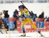 Hanna Oeberg of Sweden skiing during the mixed relay race of IBU Biathlon World Cup in Pokljuka, Slovenia. Opening race of IBU Biathlon World cup 2018-2019, single mixed relay was held in Pokljuka, Slovenia, on Sunday, 2nd of December 2018.
