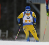 Jesper Nelin of Sweden skiing during the mixed relay race of IBU Biathlon World Cup in Pokljuka, Slovenia. Opening race of IBU Biathlon World cup 2018-2019, single mixed relay was held in Pokljuka, Slovenia, on Sunday, 2nd of December 2018.
