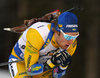 Sebastian Samuelsson of Sweden skiing during the mixed relay race of IBU Biathlon World Cup in Pokljuka, Slovenia. Opening race of IBU Biathlon World cup 2018-2019, single mixed relay was held in Pokljuka, Slovenia, on Sunday, 2nd of December 2018.
