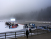 Conditions on foggy shooting place after cancelation of the men individual race of IBU Biathlon World Cup in Pokljuka, Slovenia. Men 20km individual race of IBU Biathlon World cup 2018-2019 should be held in Pokljuka, Slovenia, on Wednesday, 5th of December 2018.
