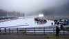 Conditions on foggy shooting place after cancelation of the men individual race of IBU Biathlon World Cup in Pokljuka, Slovenia. Men 20km individual race of IBU Biathlon World cup 2018-2019 should be held in Pokljuka, Slovenia, on Wednesday, 5th of December 2018.
