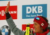 Second placed Monika Hojnisz of Poland celebrates her medal won in the women individual race of IBU Biathlon World Cup in Pokljuka, Slovenia. Women 15km individual race of IBU Biathlon World cup 2018-2019 was held in Pokljuka, Slovenia, on Thursday, 6th of December 2018.
