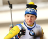 Martin Ponsiluoma of Sweden during zeroing before start of the men individual race of IBU Biathlon World Cup in Pokljuka, Slovenia. Men 20km individual race of IBU Biathlon World cup 2018-2019 was held in Pokljuka, Slovenia, on Thursday, 6th of December 2018.
