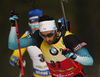 Martin Fourcade of France competes during the men individual race of IBU Biathlon World Cup in Pokljuka, Slovenia. Men 20km individual race of IBU Biathlon World cup 2018-2019 was held in Pokljuka, Slovenia, on Thursday, 6th of December 2018.
