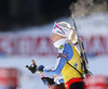 Kaisa Makarainen of Finland during zeroing before start of the women individual race of IBU Biathlon World Cup in Pokljuka, Slovenia. Women 15km individual race of IBU Biathlon World cup 2018-2019 was held in Pokljuka, Slovenia, on Thursday, 6th of December 2018.
