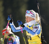 Kaisa Makarainen of Finland during zeroing before start of the women individual race of IBU Biathlon World Cup in Pokljuka, Slovenia. Women 15km individual race of IBU Biathlon World cup 2018-2019 was held in Pokljuka, Slovenia, on Thursday, 6th of December 2018.
