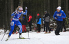 Venla Lehtonen of Finland and coach of Finland Jonne Kahkonen during the women individual race of IBU Biathlon World Cup in Pokljuka, Slovenia. Women 15km individual race of IBU Biathlon World cup 2018-2019 was held in Pokljuka, Slovenia, on Thursday, 6th of December 2018.
