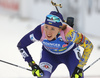 Winner Yuliia Dzhima of Ukraine competes in the women individual race of IBU Biathlon World Cup in Pokljuka, Slovenia. Women 15km individual race of IBU Biathlon World cup 2018-2019 was held in Pokljuka, Slovenia, on Thursday, 6th of December 2018.
