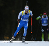 Tuomas Gronman of Finland competes during the men sprint race of IBU Biathlon World Cup in Pokljuka, Slovenia. Men sprint race of IBU Biathlon World cup 2018-2019 was held in Pokljuka, Slovenia, on Friday, 7th of December 2018.
