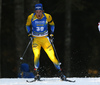 Sebastian Samuelsson of Sweden competes during the men sprint race of IBU Biathlon World Cup in Pokljuka, Slovenia. Men sprint race of IBU Biathlon World cup 2018-2019 was held in Pokljuka, Slovenia, on Friday, 7th of December 2018.
