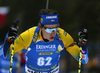 Martin Ponsiluoma of Sweden competes during the men sprint race of IBU Biathlon World Cup in Pokljuka, Slovenia. Men sprint race of IBU Biathlon World cup 2018-2019 was held in Pokljuka, Slovenia, on Friday, 7th of December 2018.
