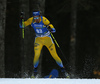 Martin Ponsiluoma of Sweden competes during the men sprint race of IBU Biathlon World Cup in Pokljuka, Slovenia. Men sprint race of IBU Biathlon World cup 2018-2019 was held in Pokljuka, Slovenia, on Friday, 7th of December 2018.
