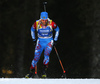 Alexander Loginov of Russia competes during the men sprint race of IBU Biathlon World Cup in Pokljuka, Slovenia. Men sprint race of IBU Biathlon World cup 2018-2019 was held in Pokljuka, Slovenia, on Friday, 7th of December 2018.
