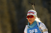 Mari Eder of Finland during zeroing before start of the women sprint race of IBU Biathlon World Cup in Pokljuka, Slovenia. Women sprint race of IBU Biathlon World cup 2018-2019 was held in Pokljuka, Slovenia, on Saturday, 8th of December 2018.
