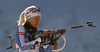 Kaisa Makarainen of Finland during zeroing before start of the women sprint race of IBU Biathlon World Cup in Pokljuka, Slovenia. Women sprint race of IBU Biathlon World cup 2018-2019 was held in Pokljuka, Slovenia, on Saturday, 8th of December 2018.
