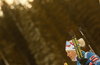 Winner Kaisa Makarainen of Finland during medal ceremony after the women sprint race of IBU Biathlon World Cup in Pokljuka, Slovenia. Women sprint race of IBU Biathlon World cup 2018-2019 was held in Pokljuka, Slovenia, on Saturday, 8th of December 2018.
