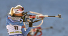 Kaisa Makarainen of Finland during zeroing before start of the women sprint race of IBU Biathlon World Cup in Pokljuka, Slovenia. Women sprint race of IBU Biathlon World cup 2018-2019 was held in Pokljuka, Slovenia, on Saturday, 8th of December 2018.
