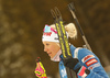 Winner Kaisa Makarainen of Finland  celebrates after  the women sprint race of IBU Biathlon World Cup in Pokljuka, Slovenia. Women sprint race of IBU Biathlon World cup 2018-2019 was held in Pokljuka, Slovenia, on Saturday, 8th of December 2018.
