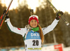 Second placed Dorothea Wierer of Italy celebrates her medal won in the women sprint race of IBU Biathlon World Cup in Pokljuka, Slovenia. Women sprint race of IBU Biathlon World cup 2018-2019 was held in Pokljuka, Slovenia, on Saturday, 8th of December 2018.
