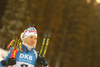 Winner Kaisa Makarainen of Finland celebrates her medal won in the women sprint race of IBU Biathlon World Cup in Pokljuka, Slovenia. Women sprint race of IBU Biathlon World cup 2018-2019 was held in Pokljuka, Slovenia, on Saturday, 8th of December 2018.
