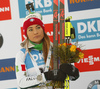 Second placed Dorothea Wierer of Italy celebrates her medal won in the women sprint race of IBU Biathlon World Cup in Pokljuka, Slovenia. Women sprint race of IBU Biathlon World cup 2018-2019 was held in Pokljuka, Slovenia, on Saturday, 8th of December 2018.
