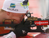 Johannes Thingnes Boe of Norway during zeroing before start of the men pursuit race of IBU Biathlon World Cup in Pokljuka, Slovenia. Men pursuit race of IBU Biathlon World cup 2018-2019 was held in Pokljuka, Slovenia, on Sunday, 9th of December 2018.
