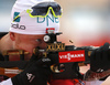 Johannes Thingnes Boe of Norway during zeroing before start of the men pursuit race of IBU Biathlon World Cup in Pokljuka, Slovenia. Men pursuit race of IBU Biathlon World cup 2018-2019 was held in Pokljuka, Slovenia, on Sunday, 9th of December 2018.
