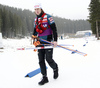 Finnish service during zeroing before start of the men pursuit race of IBU Biathlon World Cup in Pokljuka, Slovenia. Men pursuit race of IBU Biathlon World cup 2018-2019 was held in Pokljuka, Slovenia, on Sunday, 9th of December 2018.
