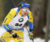 Martin Ponsiluoma of Sweden competes during the men pursuit race of IBU Biathlon World Cup in Pokljuka, Slovenia. Men pursuit race of IBU Biathlon World cup 2018-2019 was held in Pokljuka, Slovenia, on Sunday, 9th of December 2018.
