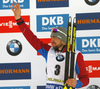 Third placed Alexander Loginov of Russia celebrates his medal won in  the men pursuit race of IBU Biathlon World Cup in Pokljuka, Slovenia. Men pursuit race of IBU Biathlon World cup 2018-2019 was held in Pokljuka, Slovenia, on Sunday, 9th of December 2018.
