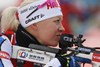 Kaisa Makarainen of Finland during zeroing before start of the women pursuit race of IBU Biathlon World Cup in Pokljuka, Slovenia. Women pursuit race of IBU Biathlon World cup 2018-2019 was held in Pokljuka, Slovenia, on Sunday, 9th of December 2018.
