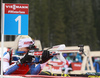 Mari Eder of Finland during zeroing before start of the women pursuit race of IBU Biathlon World Cup in Pokljuka, Slovenia. Women pursuit race of IBU Biathlon World cup 2018-2019 was held in Pokljuka, Slovenia, on Sunday, 9th of December 2018.
