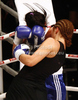 Christina Hammer of Germany and Mihaela Dragan of Romania during boxing match. Boxing match between Hammer and Dragan was held on 4th of September 2010 in Stozice Arena in Ljubljana, Slovenia.
