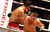 Denis Simcic of Slovenia and Istvan Varga of Romunia during WBF International boxing match. WBF International boxing match between Simcic and Varga was held on 4th of September 2010 in Stozice Arena in Ljubljana, Slovenia.
